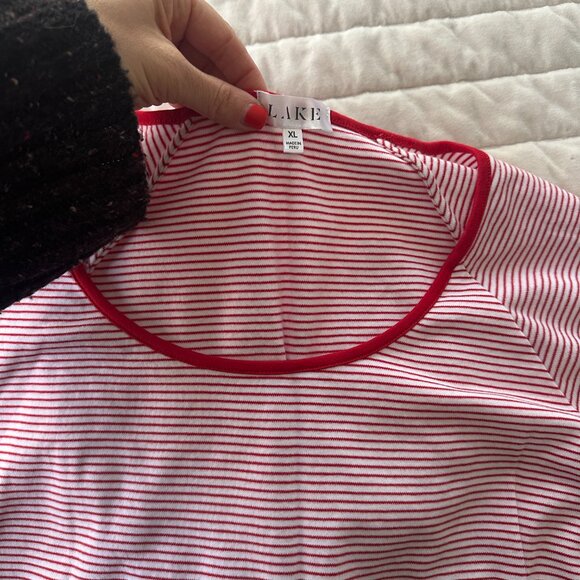 Lake Pajamas red and white striped long sleeve pjs size XL - Picture 3 of 4